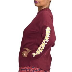 Vintage Abercrombie Shirt Red Long Sleeve Tee Spell Out Crew Neck Moose Size XL